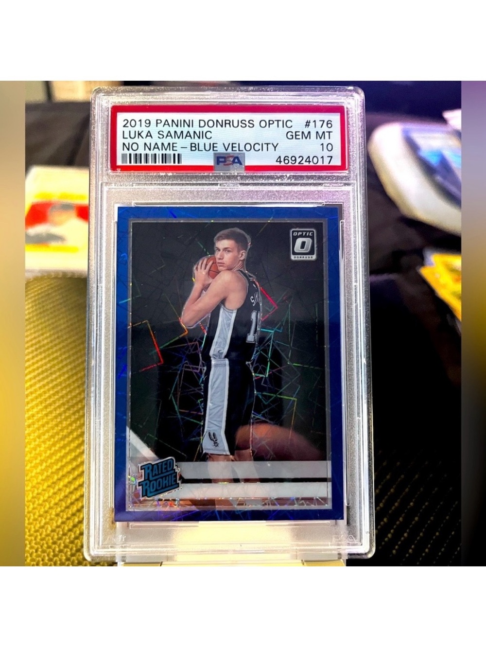 Spurs 2019 Luka Samanic Panini Donruss Optic PSA 10 BLUE VELOCITY Rookie Card